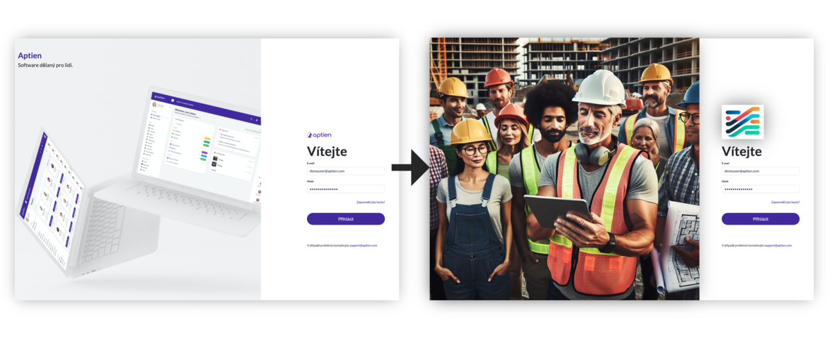 přizpůsobená přihlašovací stránka