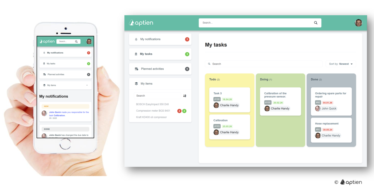 External collaborator page in Aptien