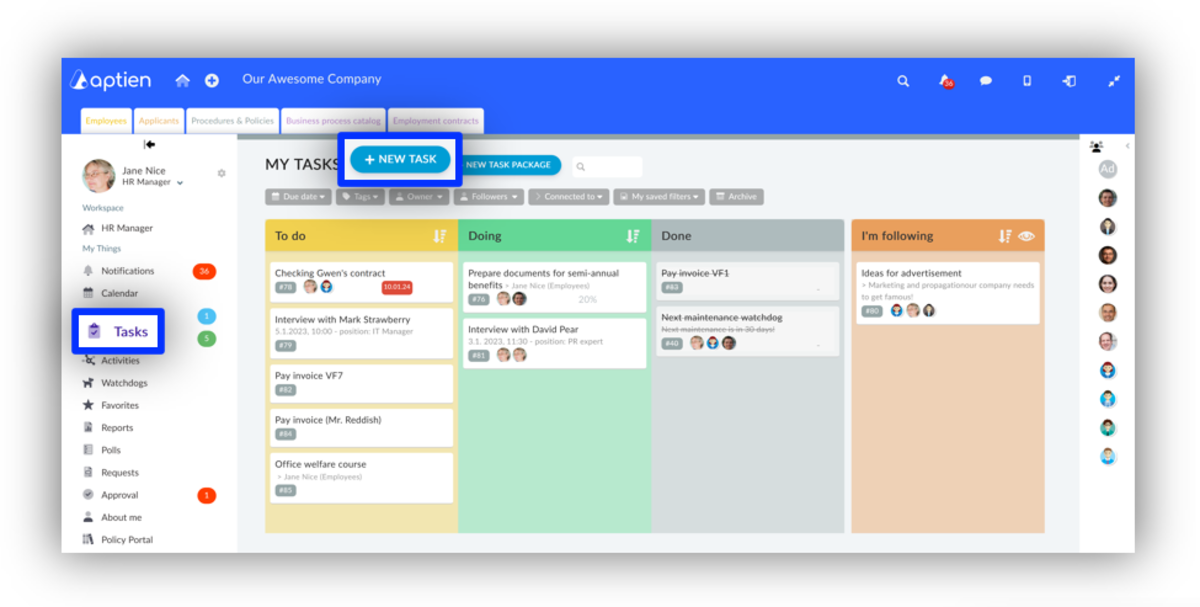 tasks overview