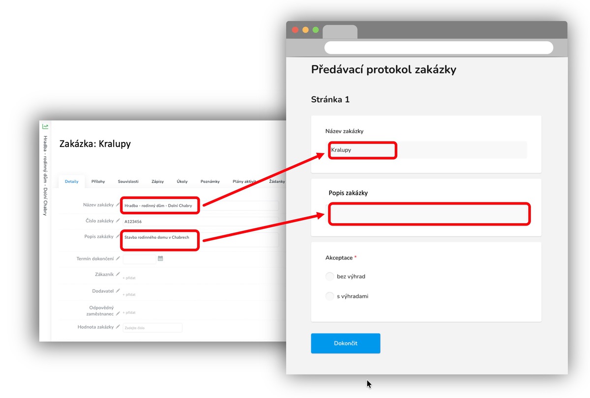 Šablona online formuláře předávacího protokolu