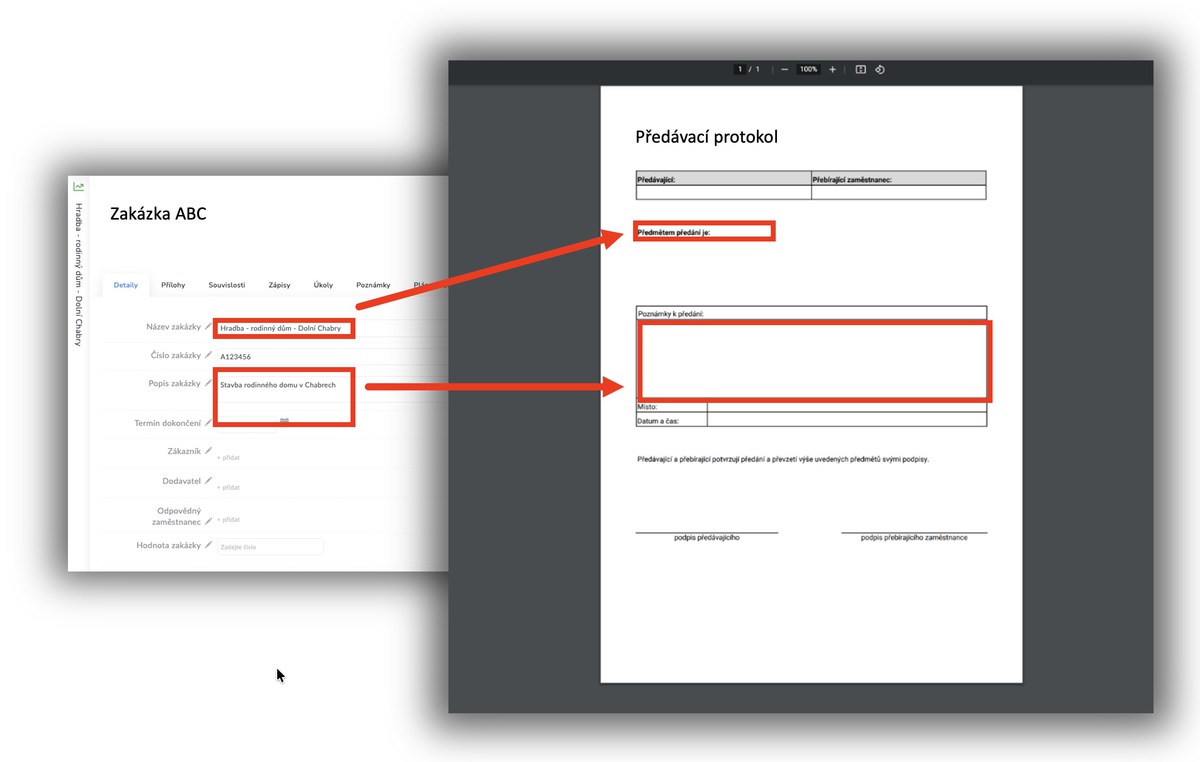 Tiskový formulář předávacího protokolu
