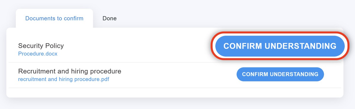 how employee confirm policy acknowledgement