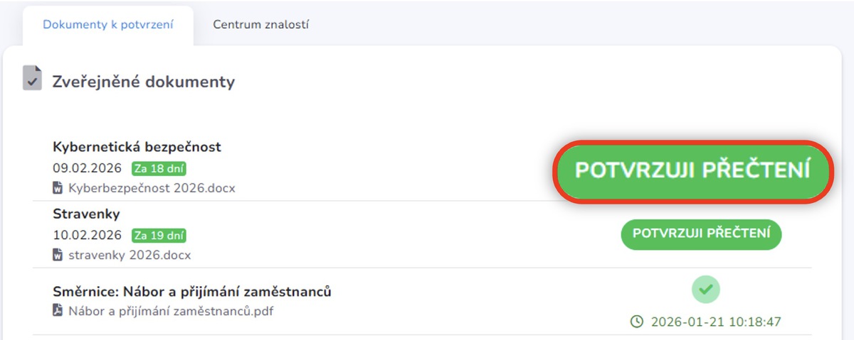 jak potvrdíte seznámení se směrnicí