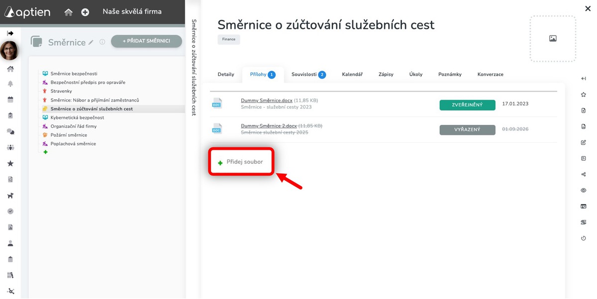 jak přidat verzi směrnice