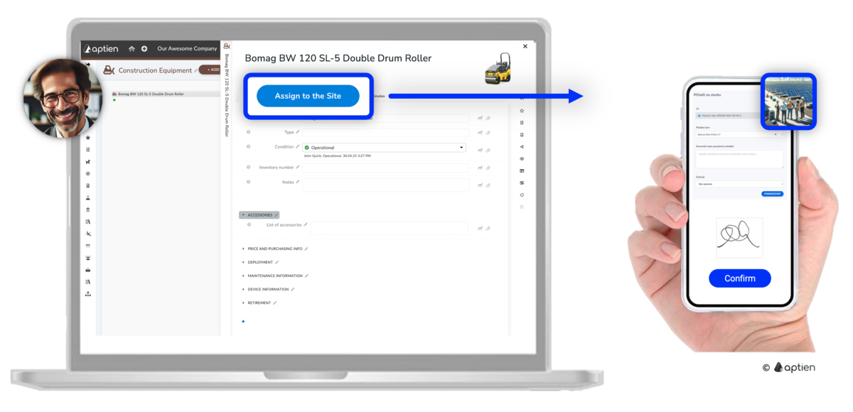 How to assign equipment to the construction site