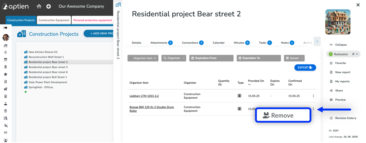 how to remove construction site equipment