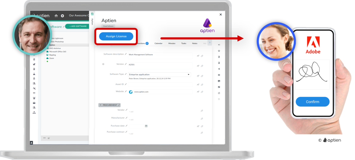 how to assign a software licence to an employee
