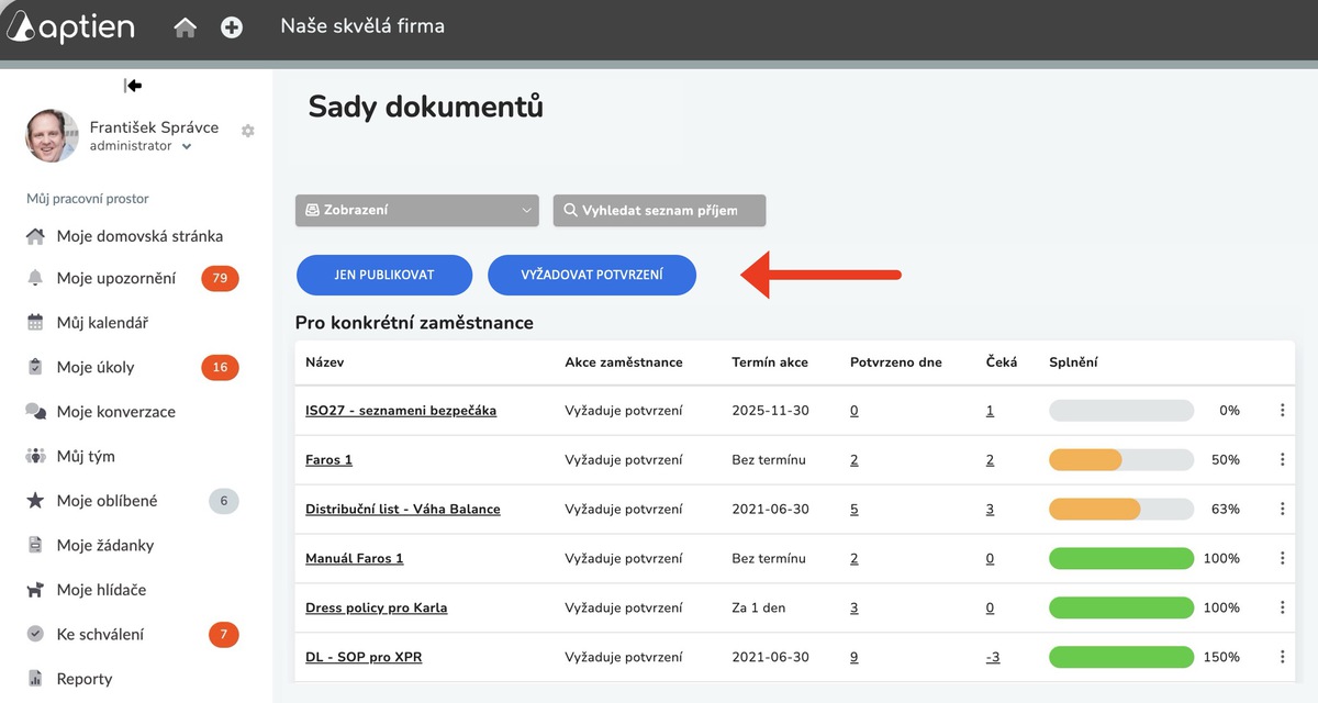 Jak sestavit seznam směrnic individuálně pro zaměstnance