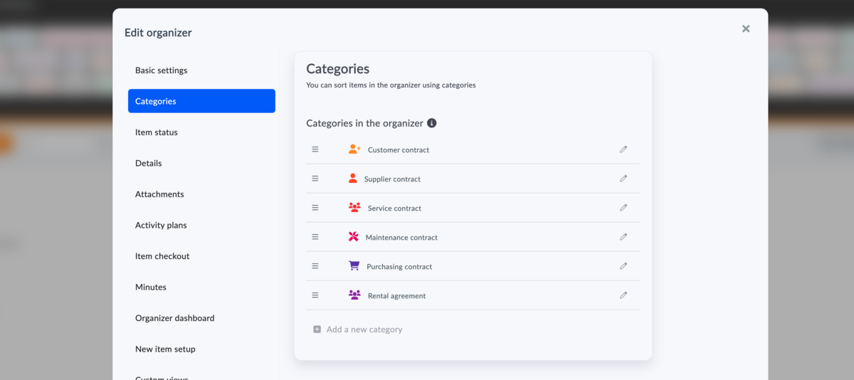 how to customize contract types using categories