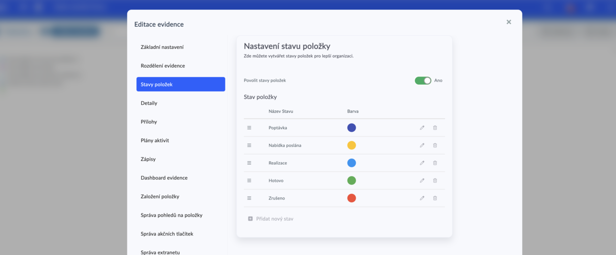 jak upravit stavy v evidenci
