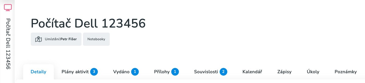 informace v evidenci pracovního vybavení