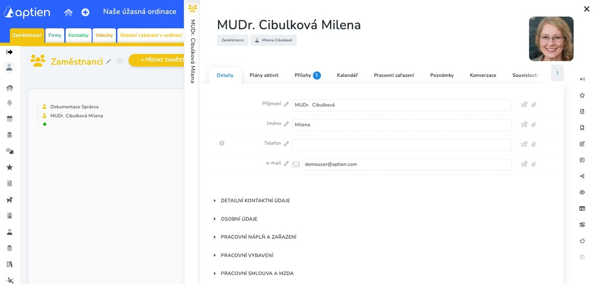 Zaměstnanci a personální agenda ordinace