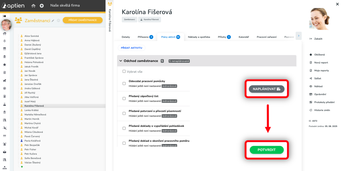 Jak naplánovat offboarding konkrétního zaměstnance