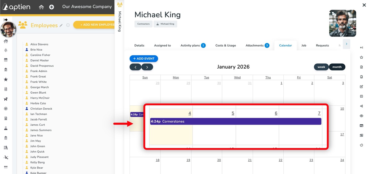 Employee calendar view - employee capacity