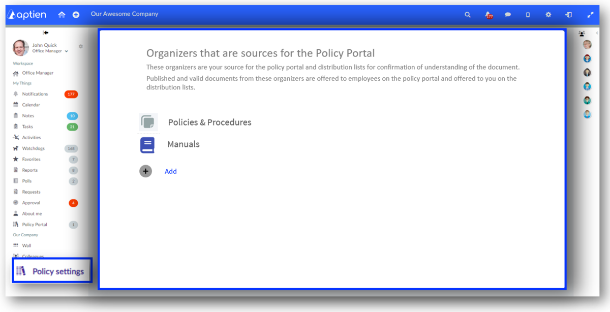 Set up sources for policy portal