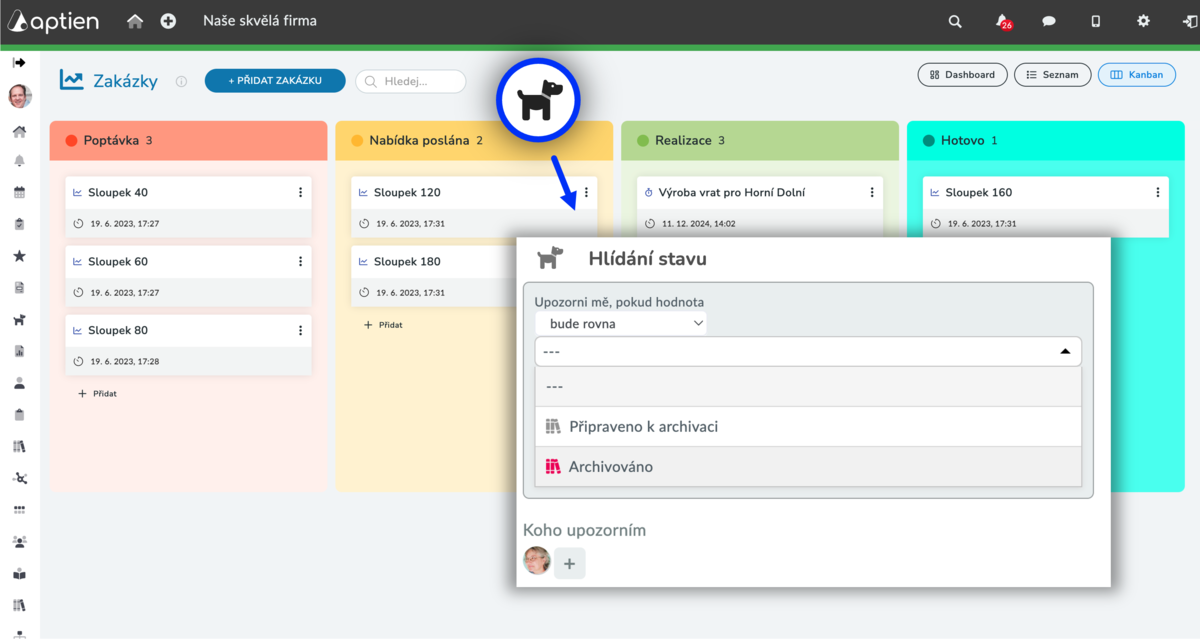 jak zapnout a nastavit hlídání změny stavů