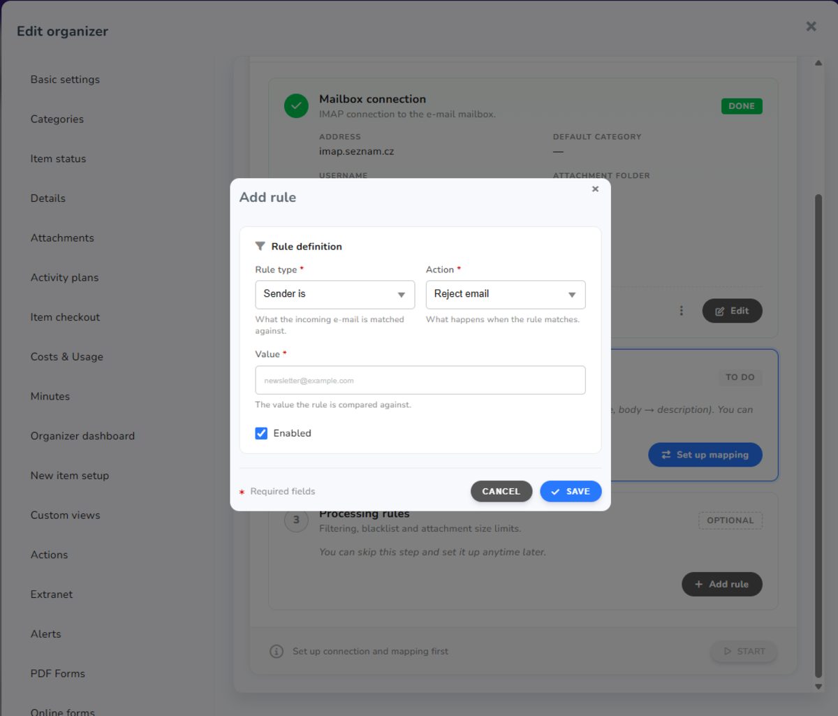 Creating a new processing rule