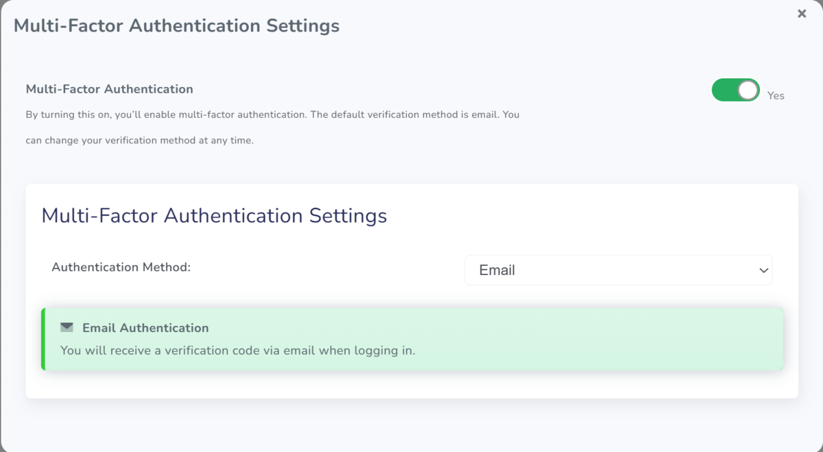Email-based multi-factor authentication enabled