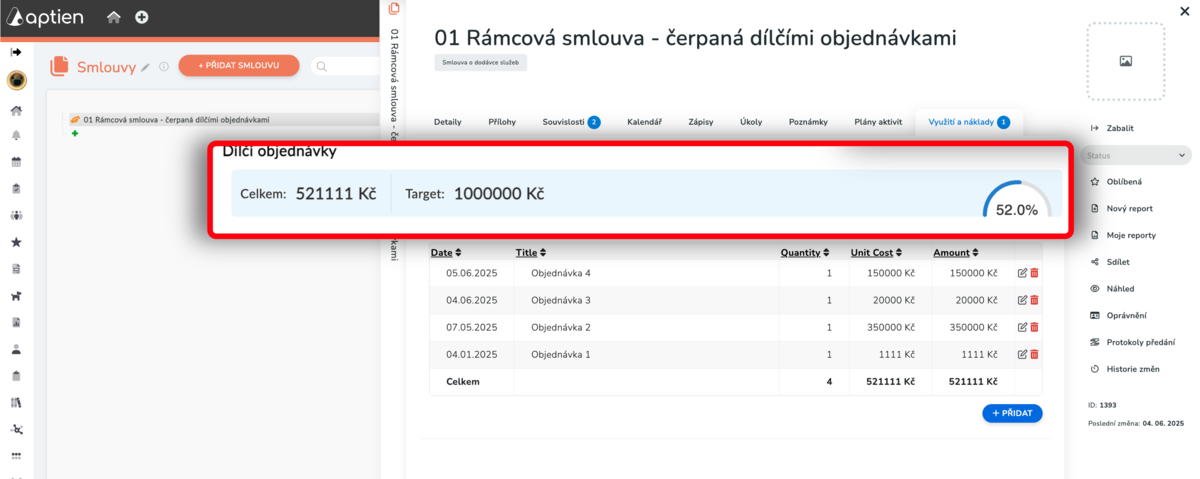 Jak sledovat čerpání rozpočtu rámcové smlouvy