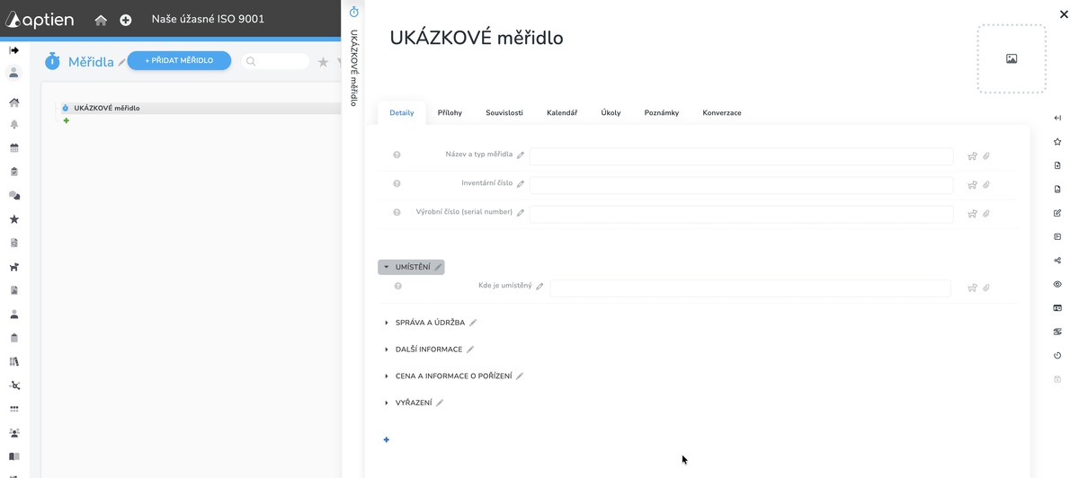 Evidence měřidel