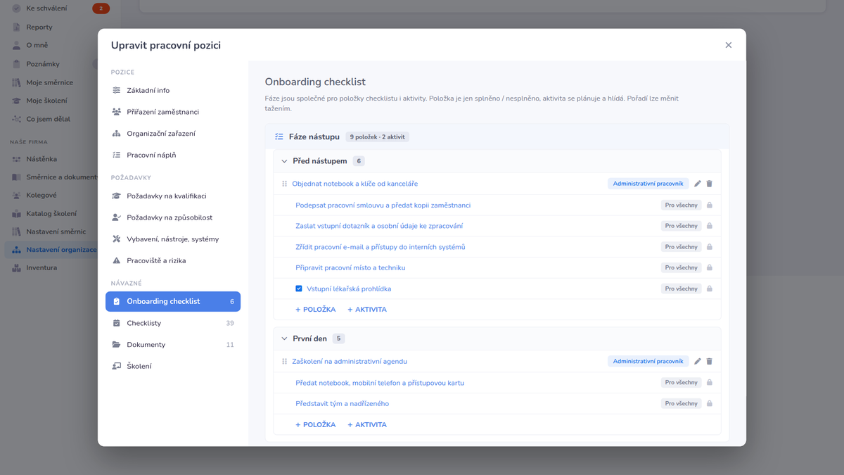 Onboarding checklist