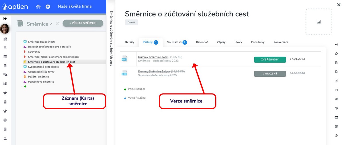 přehled směrnic
