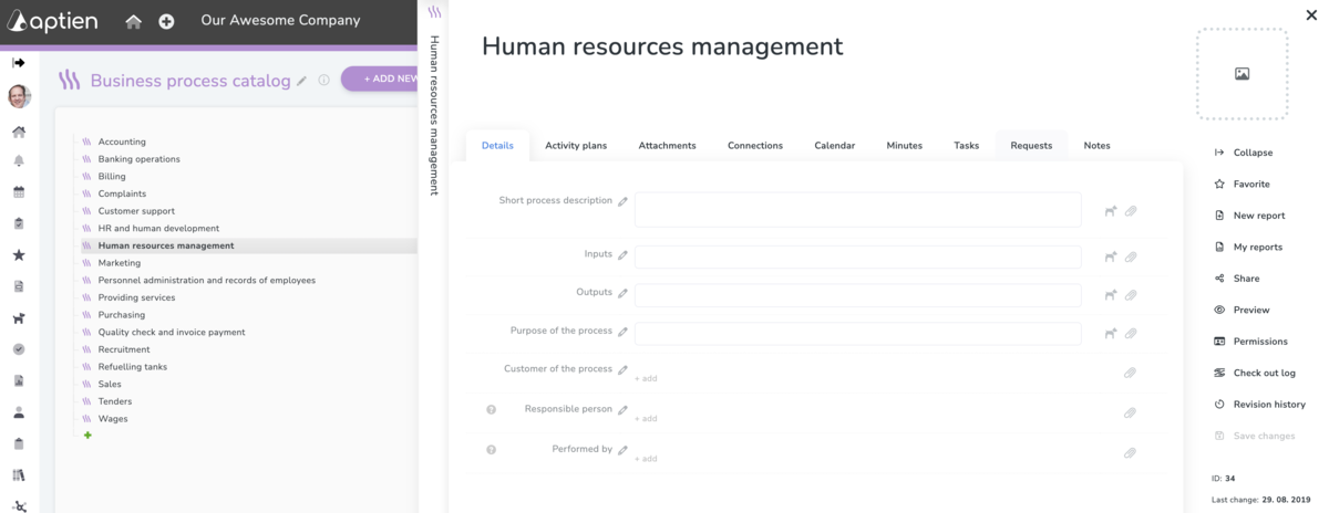 process detail in company process library