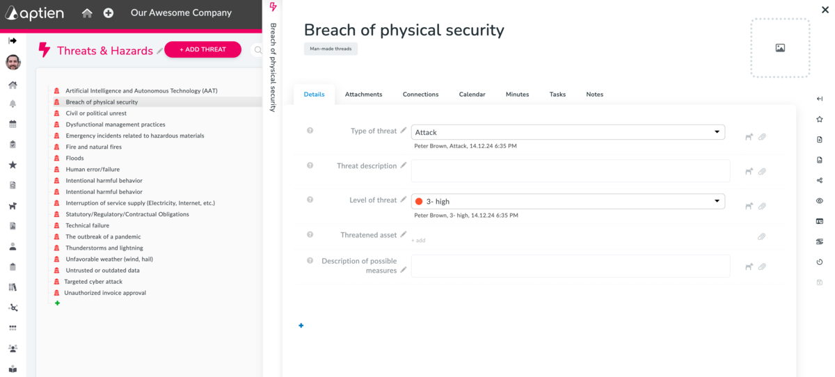 what is threat and hazards register