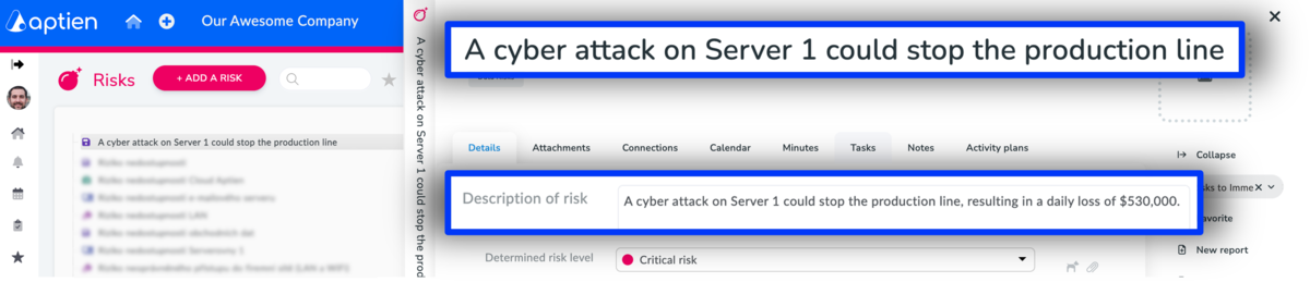 how to put risk statement into risk catalog