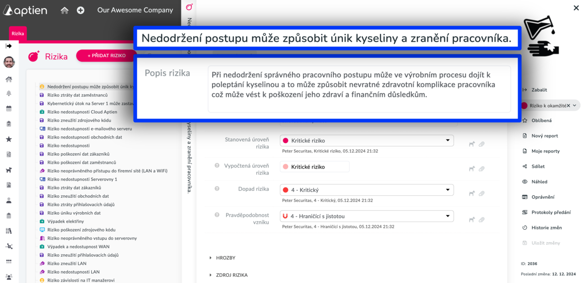 jak zadat název rizika a risk statement v katalogu rizik