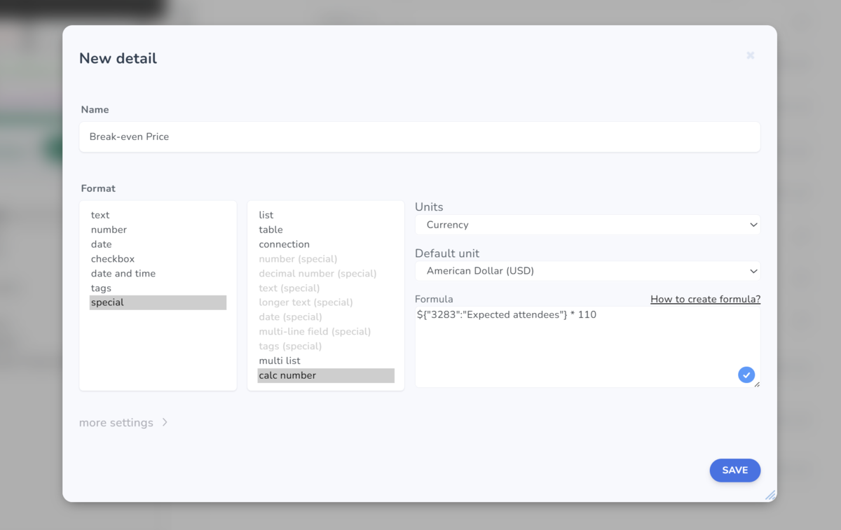 Multiplying detail values in Aptien