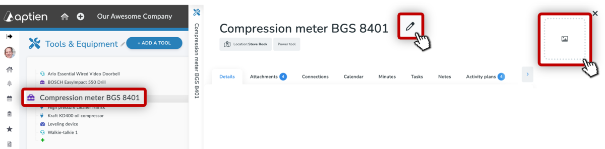 How to change name and cover picture on item
