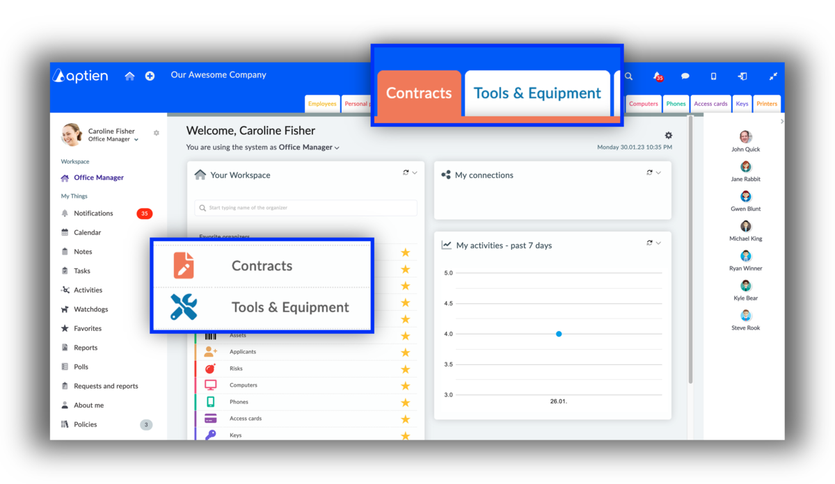 manager and administrative worker workspace