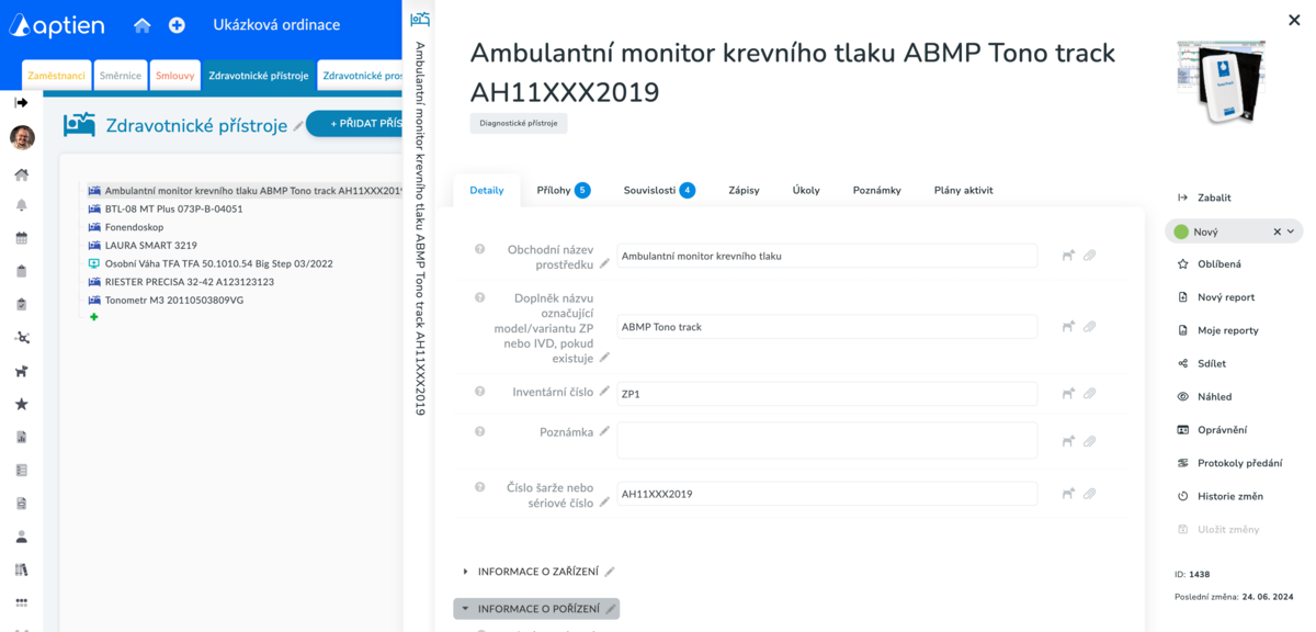 evidence zdravotnických přístrojů