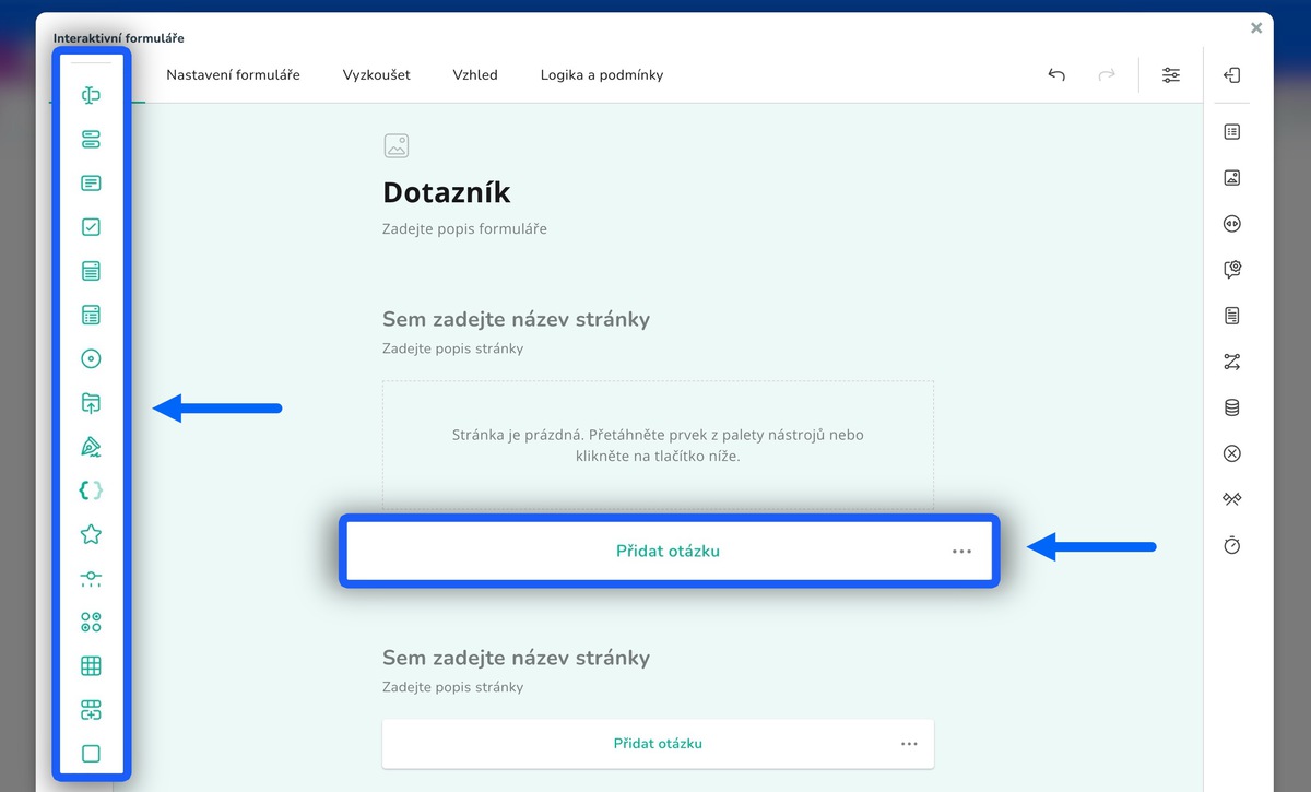 jak přidávat otázky do formuláře