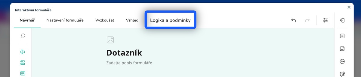 kde nastavit pravidla a logiku otázek v online formuláři