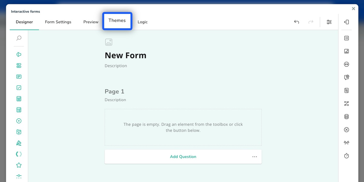 where to setup online form design themes