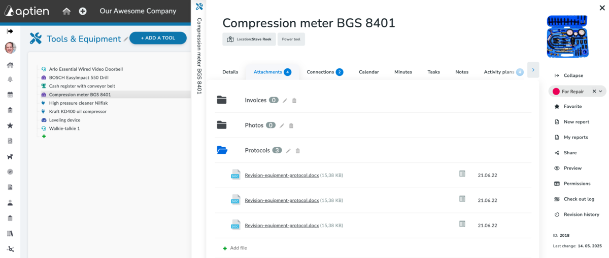 Tab Attachments and Documents - example