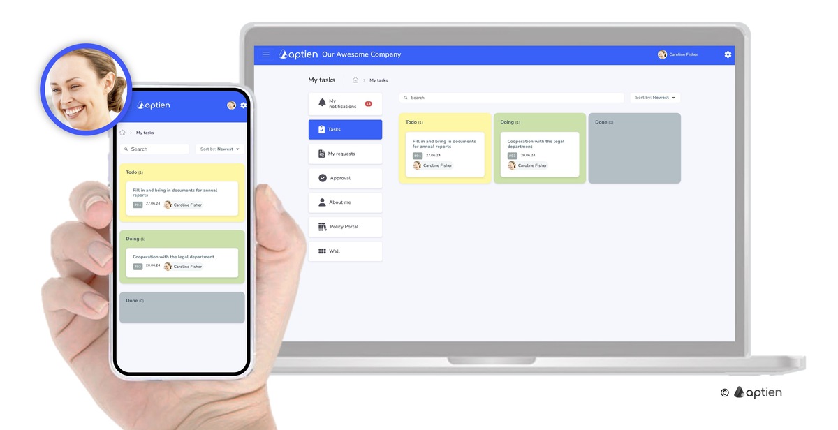Overview of tasks in the employee portal