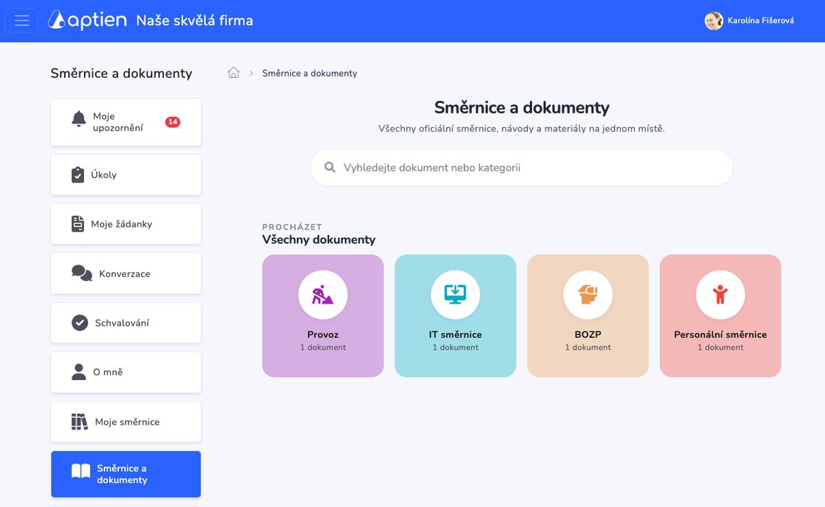 portál směrnic pro zaměstnance