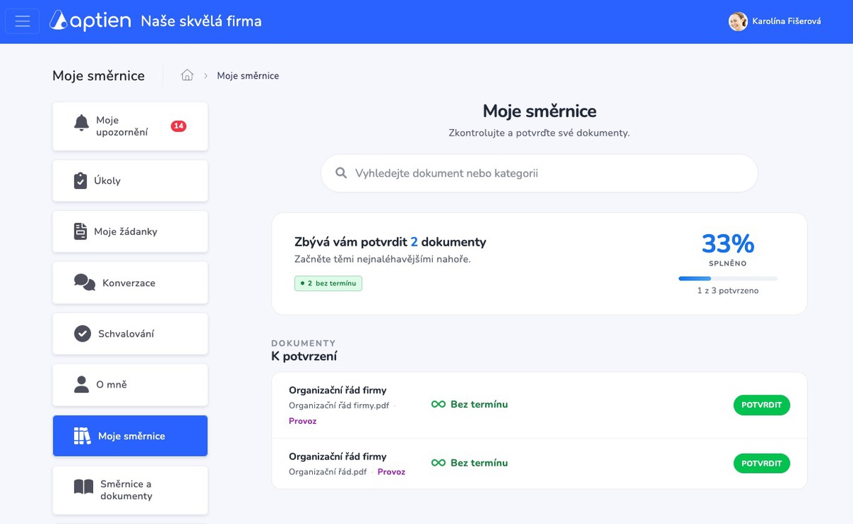 seznamování se směrnicemi