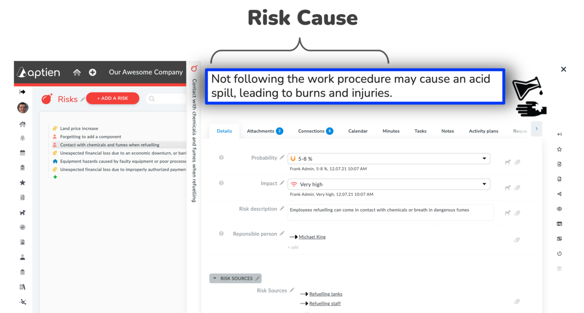 how to describe risk cause in risk catalog