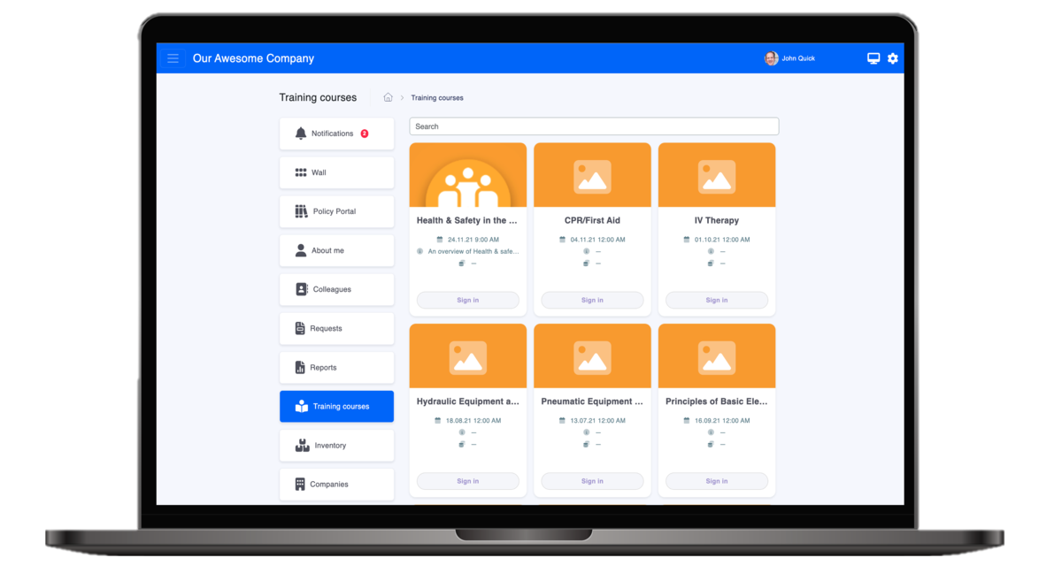 what is training session calendar