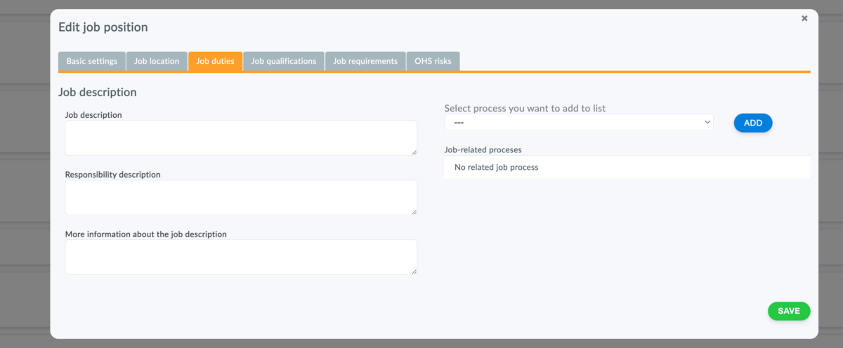 how to enter job description in Aptien HR